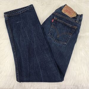 Levi's Vintage Straight Leg Button Fly Men's Dark Wash Blue Jeans